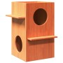 Casa para gatos cera marrón 43x43x60 cm madera maciza pino en Mobiliario para gatos | Comprar online en Foru.es