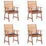 Sillas comedor de jardín y cojines 4 uds madera maciza acacia en Sillas de jardín | Comprar online en Foru.es