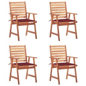 Sillas comedor de jardín y cojines 4 uds madera maciza acacia en Sillas de jardín | Comprar online en Foru.es