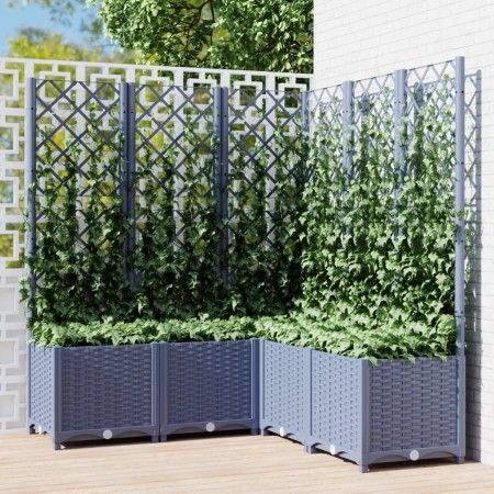 Jardinera con enrejado PP gris oscuro 120x120x136 cm de vidaXL, Maceteros y jardineras - Ref: Foro24-318257, Precio: 143,63 €...