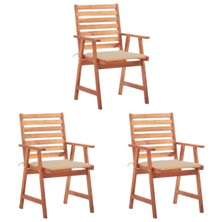 Sillas comedor de jardín 3 uds madera maciza acacia y cojines de vidaXL, Sillas de jardín - Ref: Foro24-3064350, Precio: 226,...