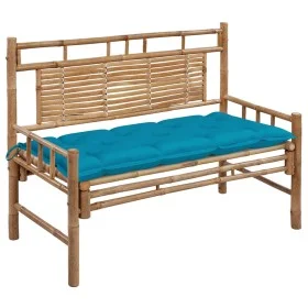 Banco de jardín con cojín bambú 120 cm de vidaXL, Bancos de jardín - Ref: Foro24-3063895, Precio: 137,90 €, Descuento: %