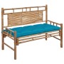 Banco de jardín con cojín bambú 120 cm de vidaXL, Bancos de jardín - Ref: Foro24-3063895, Precio: 154,42 €, Descuento: %