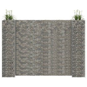 Jardinera de gaviones forma de H alambre de acero 260x40x180 cm en Macetas y jardineras | Comprar online en Foru.es