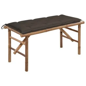 Banco de jardín plegable con cojín bambú 118 cm de vidaXL, Bancos de jardín - Ref: Foro24-3063872, Precio: 96,49 €, Descuento: %