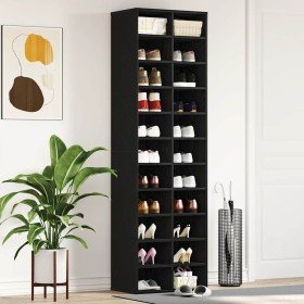 Zapatero de madera contrachapada roble negro 54x34x183 cm en Zapateros y organizadores de calzado | Comprar online en Foru.es