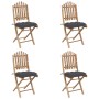 Set de comedor de jardín plegable 5 piezas con cojines bambú de vidaXL, Conjuntos de jardín - Ref: Foro24-3063975, Precio: 28...