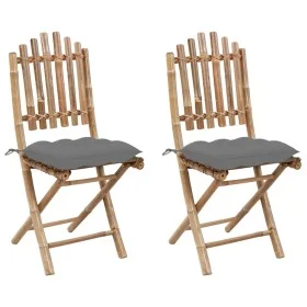 Sillas de jardín plegables con cojines 2 unidades bambú de vidaXL, Sillas de jardín - Ref: Foro24-3064003, Precio: 110,90 €, ...