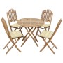 Set de comedor de jardín plegable 5 piezas con cojines bambú de vidaXL, Conjuntos de jardín - Ref: Foro24-3063977, Precio: 27...