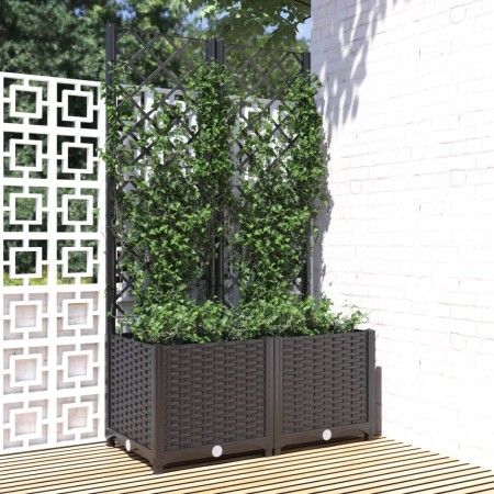 Jardinera con enrejado PP negro 80x40x136 cm de vidaXL, Maceteros y jardineras - Ref: Foro24-318271, Precio: 85,00 €, Descuen...