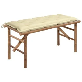 Banco de jardín plegable con cojín bambú 118 cm de vidaXL, Bancos de jardín - Ref: Foro24-3063866, Precio: 89,62 €, Descuento: %