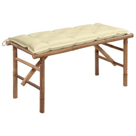 Banco de jardín plegable con cojín bambú 118 cm de vidaXL, Bancos de jardín - Ref: Foro24-3063866, Precio: 91,72 €, Descuento: %