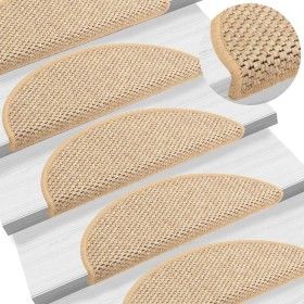Alfombrilla autoadhesiva escalera sisal 15 uds beige 56x17x3 cm de vidaXL, Alfombrillas para escalones - Ref: Foro24-326868, ...