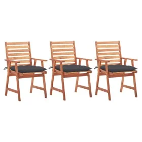 Sillas comedor de jardín 3 uds madera maciza acacia y cojines de vidaXL, Sillas de jardín - Ref: Foro24-3064362, Precio: 215,...