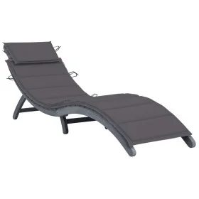 Lounger with solid gray acacia wood cushion by vidaXL, Loungers - Ref: Foro24-3064044, Price: 145,97 €, Discount: %