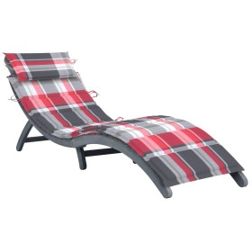 Tumbona con cojín madera maciza de acacia gris de vidaXL, Tumbonas - Ref: Foro24-3064057, Precio: 152,07 €, Descuento: %