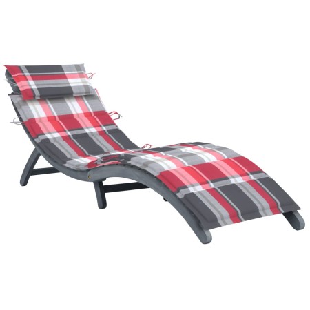 Tumbona con cojín madera maciza de acacia gris de vidaXL, Tumbonas - Ref: Foro24-3064057, Precio: 152,07 €, Descuento: %
