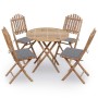 Set de comedor exterior plegable 5 piezas con cojines bambú de vidaXL, Conjuntos de jardín - Ref: Foro24-3063961, Precio: 273...