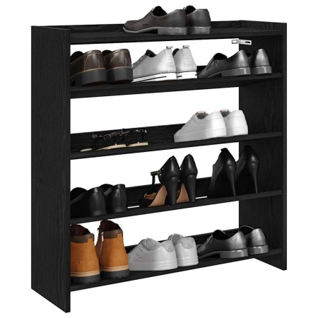 Mueble zapatero madera contrachapada negro 80x25x81 cm en Zapateros y organizadores de calzado | Comprar online en Foru.es