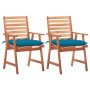 Sillas comedor de jardín 2 uds madera maciza acacia y cojines de vidaXL, Sillas de jardín - Ref: Foro24-3064339, Precio: 159,...