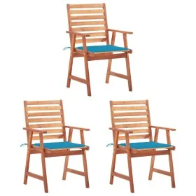 Sillas comedor de jardín 3 uds madera maciza acacia y cojines de vidaXL, Sillas de jardín - Ref: Foro24-3064351, Precio: 201,...