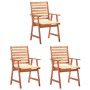 Sillas comedor de jardín 3 uds madera maciza acacia y cojines de vidaXL, Sillas de jardín - Ref: Foro24-3064349, Precio: 226,...