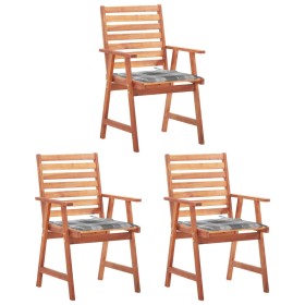 Sillas comedor de jardín 3 uds madera maciza acacia y cojines de vidaXL, Sillas de jardín - Ref: Foro24-3064361, Precio: 227,...