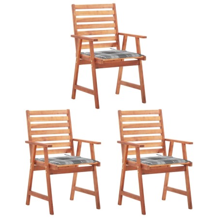 Sillas comedor de jardín 3 uds madera maciza acacia y cojines de vidaXL, Sillas de jardín - Ref: Foro24-3064361, Precio: 227,...