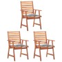Sillas comedor de jardín 3 uds madera maciza acacia y cojines de vidaXL, Sillas de jardín - Ref: Foro24-3064361, Precio: 227,...
