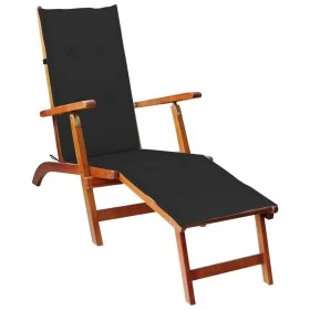 Tumbona de jardín con reposapiés y cojín madera maciza acacia de vidaXL, Tumbonas - Ref: Foro24-3064021, Precio: 136,58 €, De...