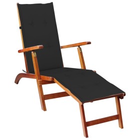 Tumbona de jardín con reposapiés y cojín madera maciza acacia de vidaXL, Tumbonas - Ref: Foro24-3064021, Precio: 140,08 €, De...
