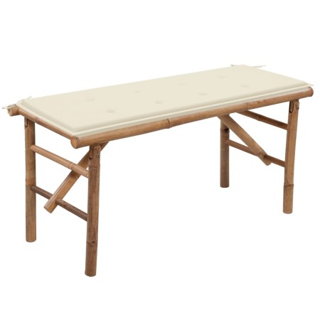 Banco de jardín plegable con cojín bambú 118 cm de vidaXL, Bancos de jardín - Ref: Foro24-3063851, Precio: 84,78 €, Descuento: %
