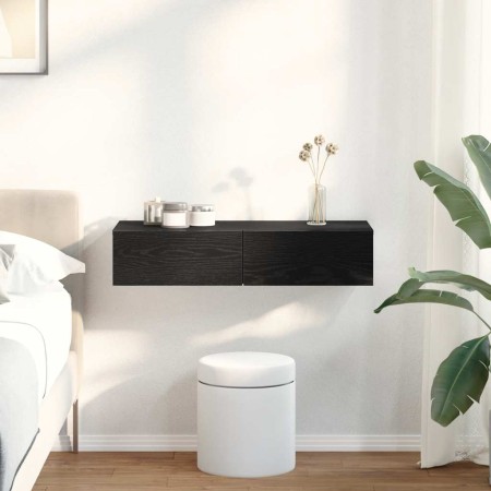 Estante de pared con cajones de madera contrachapada negro en Estanterías | Comprar online en Foru.es