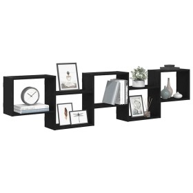 Estante cubo de pared 5 compartimentos madera ingeniería negro en Estanterías | Comprar online en Foru.es