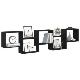 Estante cubo de pared 5 compartimentos madera ingeniería negro en Estanterías | Comprar online en Foru.es