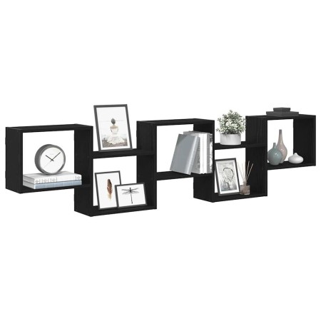 Estante cubo de pared 5 compartimentos madera ingeniería negro en Estanterías | Comprar online en Foru.es