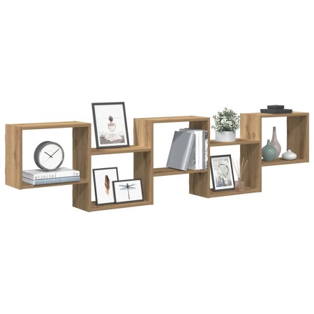 Estante cubo de pared 5 compartimentos madera roble artisan en Estanterías | Comprar online en Foru.es