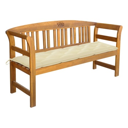 Banco de jardín con cojín madera maciza de acacia 157 cm de vidaXL, Bancos de jardín - Ref: Foro24-3064283, Precio: 172,69 €,...