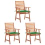 Sillas comedor de jardín 3 uds madera maciza acacia y cojines de vidaXL, Sillas de jardín - Ref: Foro24-3064352, Precio: 222,...