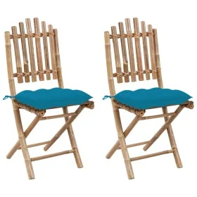 Sillas de jardín plegables con cojines 2 unidades bambú de vidaXL, Sillas de jardín - Ref: Foro24-3064006, Precio: 113,00 €, ...