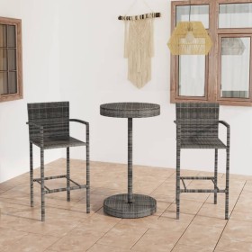 Conjunto de bar para jardín 3 piezas ratán sintético gris de vidaXL, Conjuntos de jardín - Ref: Foro24-3064770, Precio: 225,9...