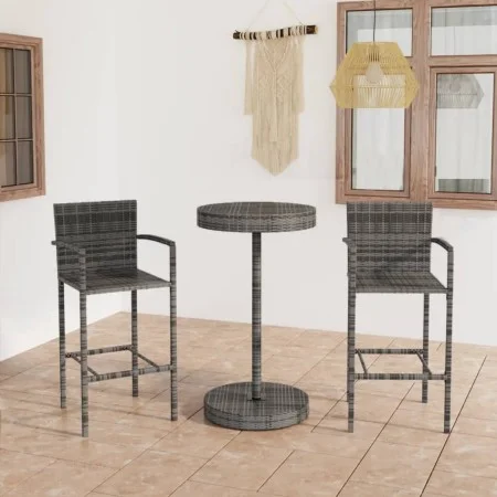 Conjunto de bar para jardín 3 piezas ratán sintético gris de vidaXL, Conjuntos de jardín - Ref: Foro24-3064770, Precio: 205,4...