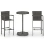 Conjunto de bar para jardín 3 piezas ratán sintético gris de vidaXL, Conjuntos de jardín - Ref: Foro24-3064770, Precio: 205,4...