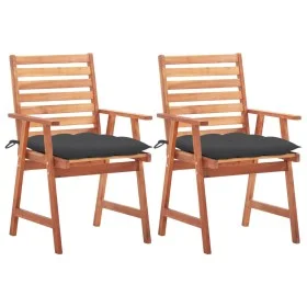 Sillas comedor de jardín 2 uds madera maciza acacia y cojines de vidaXL, Sillas de jardín - Ref: Foro24-3064335, Precio: 159,...