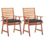 Sillas comedor de jardín 2 uds madera maciza acacia y cojines de vidaXL, Sillas de jardín - Ref: Foro24-3064335, Precio: 162,...