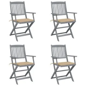 Sillas de jardín plegables 4 uds cojines madera maciza acacia de vidaXL, Sillas de jardín - Ref: Foro24-3064512, Precio: 187,...