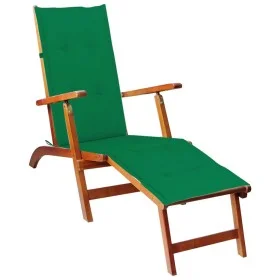 Tumbona de jardín con reposapiés y cojín madera maciza acacia de vidaXL, Tumbonas - Ref: Foro24-3064019, Precio: 136,58 €, De...