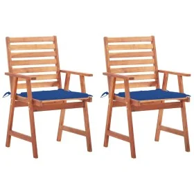 Sillas comedor de jardín 2 uds madera maciza acacia y cojines de vidaXL, Sillas de jardín - Ref: Foro24-3064330, Precio: 157,...