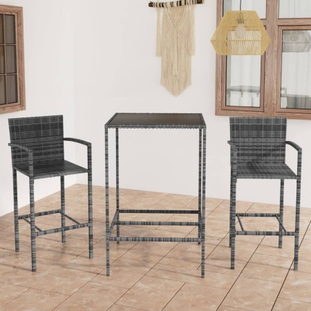 Mesa y taburetes altos jardín 3 piezas ratán sintético gris de vidaXL, Conjuntos de jardín - Ref: Foro24-3064838, Precio: 205...