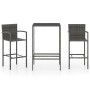 Mesa y taburetes altos jardín 3 piezas ratán sintético gris de vidaXL, Conjuntos de jardín - Ref: Foro24-3064838, Precio: 205...